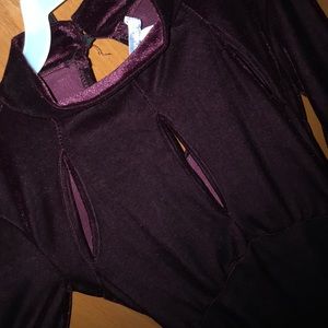 Long sleeve red velvet mini dress